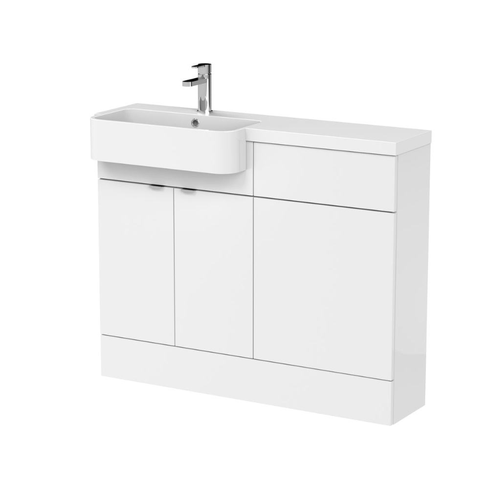 HR Fusion Floor Standing 2 Door Vanity Unit & WC with Left Hand Semi Recessed Basin Combination 1100mm