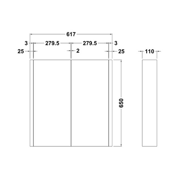 Eden Wall Hung 2 Door Mirror Cabinet 600mm