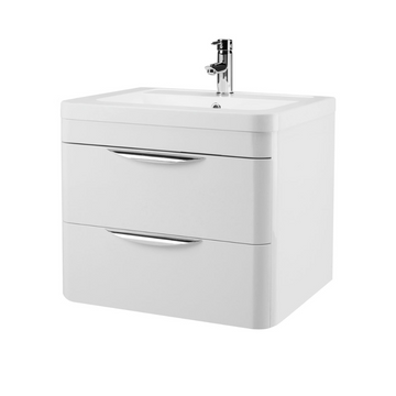 Parade Wall Hung 2 Drawer Vanity Unit with Ceramic Basin 600mm