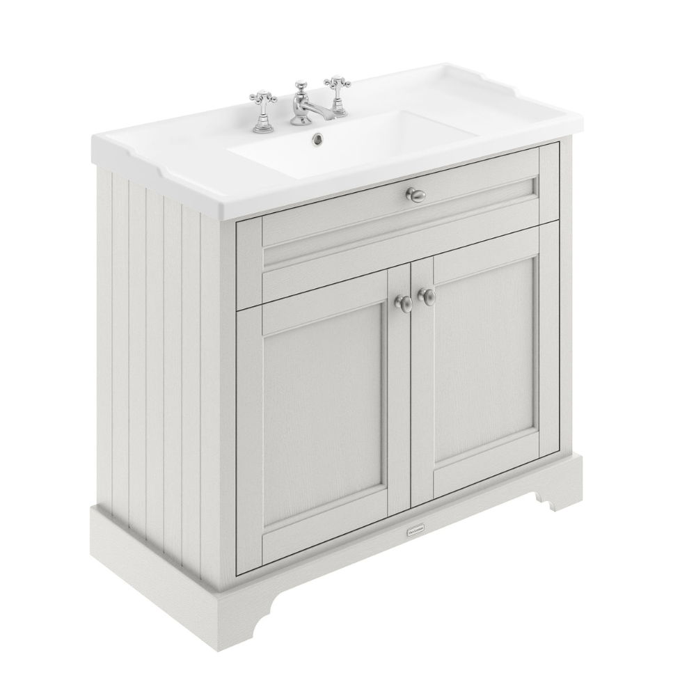 HR Floor Standing 2 Door Vanity Unit with 3 Tap Hole Ceramic Basin 1000mm