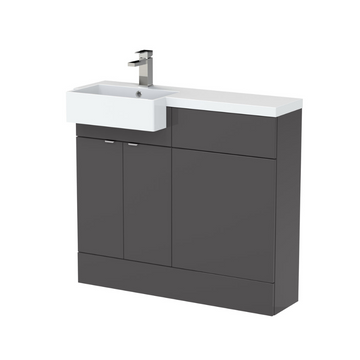 HR Fusion Floor Standing 2 Door Vanity Unit & WC with Left Hand Semi Recessed Basin Combination 1000mm