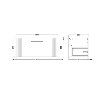 Deco 800mm Wall Hung Single Drawer Unit