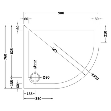 Offset Quadrant Slimline Shower Tray Right Hand