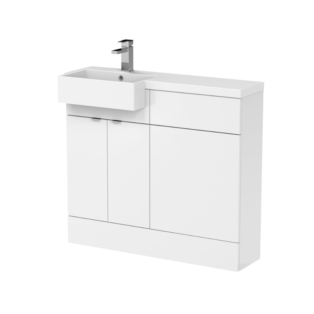 HR Fusion Floor Standing 2 Door Vanity Unit & WC with Left Hand Semi Recessed Basin Combination 1000mm