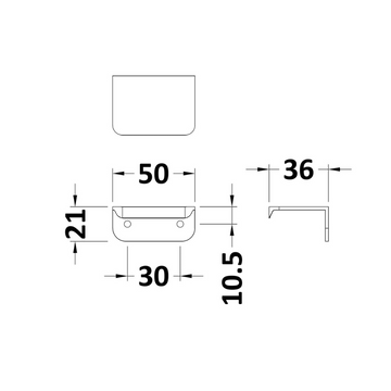 Handles Small Rear Fixed Handle 50mm Centres