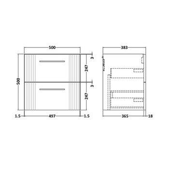 Deco 500mm Wall Hung 2-Drawer Unit