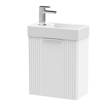 Deco Compact Wall Hung 1 Door Vanity Basin Unit & Ceramic Basin, 400mm