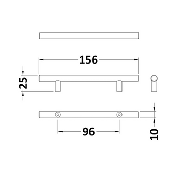 Handles Bar Handle 96mm Centres