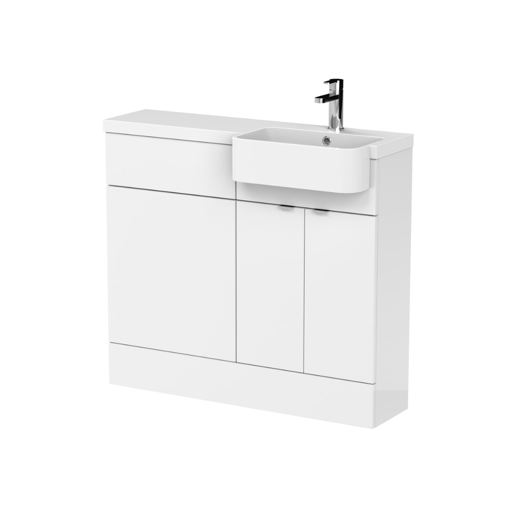 HR Fusion Floor Standing 2 Door Vanity Unit & WC with Right Hand Semi Recessed Basin Combination 1000mm