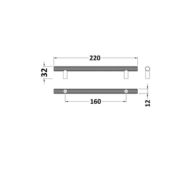 Handles Knurled Bar Handle 160mm Centres