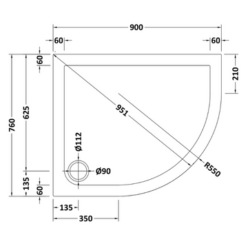 Offset Quadrant Slimline Shower Tray Right Hand