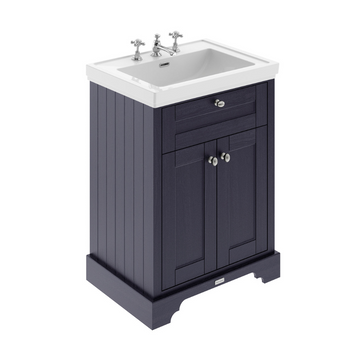 HR Old London Floor Standing 2 Door Vanity Unit & 3 Tap Hole Fireclay Basin, 600mm