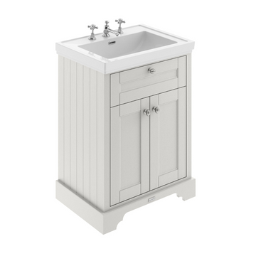 HR Old London Floor Standing 2 Door Vanity Unit & 3 Tap Hole Fireclay Basin, 600mm