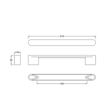 Handles Rounded D Handle 160mm Centres