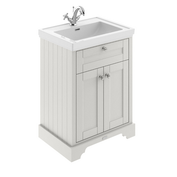 HR Old London Floor Standing 2 Door Vanity Unit & 1 Tap Hole Fireclay Basin, 600mm