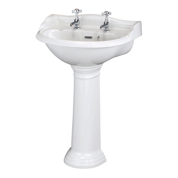 HR Chancery 500mm Basin & Pedestal 2 Tap Hole