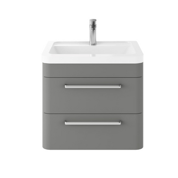 HR Solar Wall Hung 2 Drawer Vanity Unit with Ceramic Basin 600mm