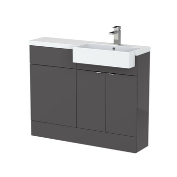 HR Fusion Floor Standing 2 Door Vanity Unit & WC with Right Hand Semi Recessed Basin Combination 1100mm