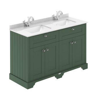 HR Old London Timeless Sand Floor Standing 4 Door Vanity Basin Unit with Square Basin & 1 Tap Hole Marble Top, 1200mm