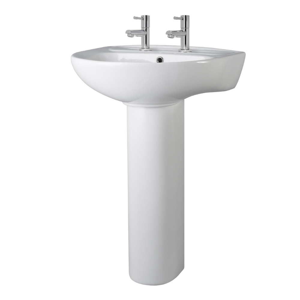 Melbourne 550mm 2 Tap Hole Basin & Pedestal