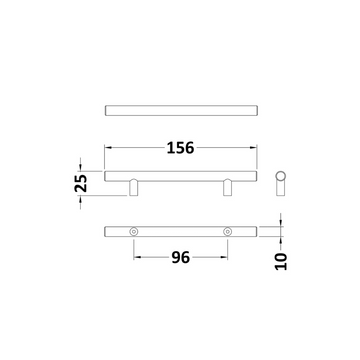 Handles Bar Handle 155mm Centres