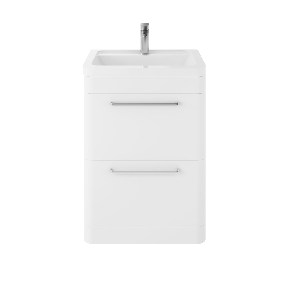 HR Solar Floor Standing 2 Drawer Vanity Unit with Ceramic Basin 600mm