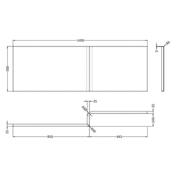 L-Shape Shower Bath Front Panel