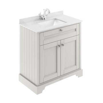 Old London Timeless SandHR Floor Standing 2 Door Vanity Basin Unit with Square Basin & 1 Tap Hole Marble Top, 800mm