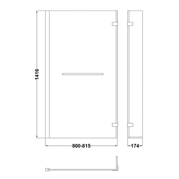 L-Shaped Bath Screen Hinged With Rail