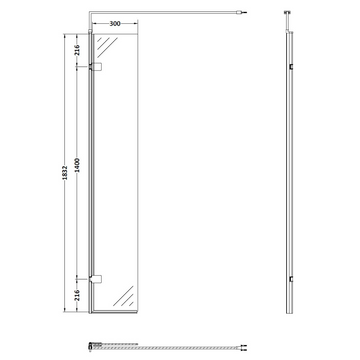 Wetroom Hinged Screen 300 x 1850mm