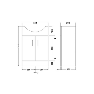 Mayford Floor Standing 2 Door Vanity Unit 550mm