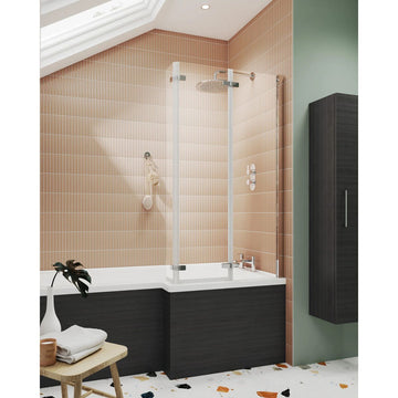 L-Shaped Bath Screen Double Hinged