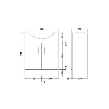 Mayford Floor Standing 2 Door Vanity Unit 650mm