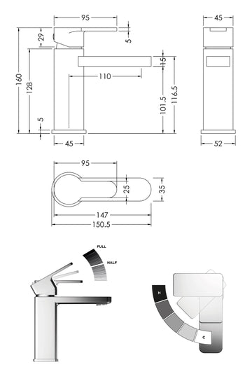 Arvan Eco Mono Basin Mixer With Push Button Waste