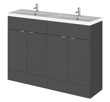 HR Fusion Floor Standing 4 Door Vanity Unit & Twin Polymarble Basin 1200mm