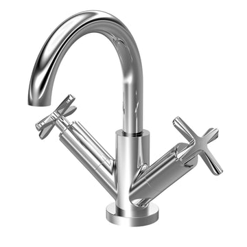 Aztec Deck Mount Mono Basin Mixer Tap with Push Button Waste