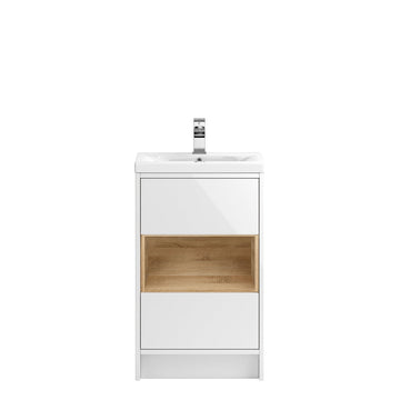 HR Coast Floor Standing 2 Drawer 1 Shelf Vanity Unit with Mid-Edge Ceramic Basin 500mm