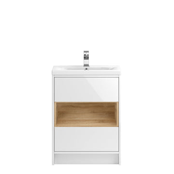 HR Coast Floor Standing 2 Drawer 1 Shelf Vanity Unit with Mid-Edge Ceramic Basin 600mm