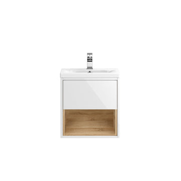 HR Coast Wall Hung 1 Drawer 1 Shelf Vanity Unit with Mid-Edge Ceramic Basin 500mm