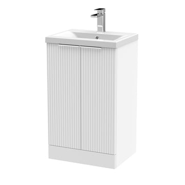 HR Fluted 500mm Floor Standing 2-Door Vanity and Mid-Edge Basin