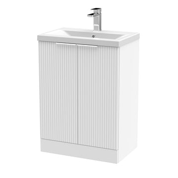 HR Fluted 600mm Floor Standing 2-Door Vanity and Mid-Edge Basin