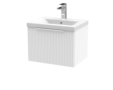 HR Fluted 500mm Wall Hung Single Drawer Vanity and Mid-Edge Basin