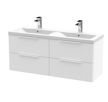 HR Fluted 1200mm Wall Hung 4-Drawer Vanity and Double Basin