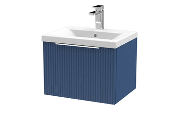 HR Fluted 500mm Wall Hung Single Drawer Vanity and Mid-Edge Basin