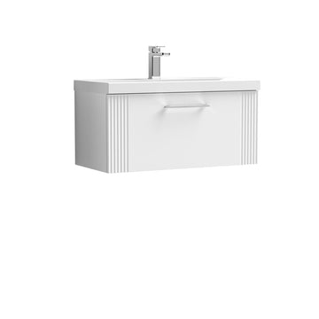 Deco 800mm Wall Hung Single Drawer Vanity & Mid-Edge Basin