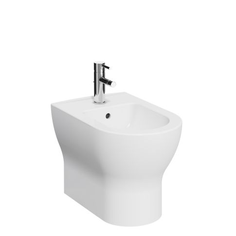 Kartell EK016RO K-Vit Eklipse Round Back To Wall Bidet, 1 Tap Hole, White