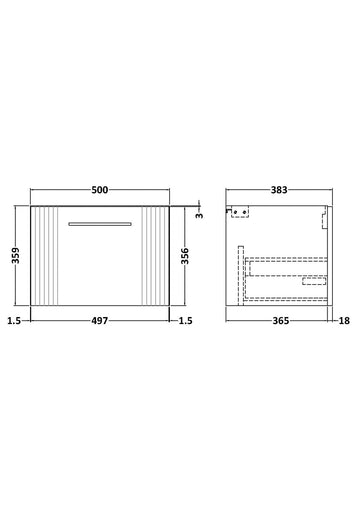 Deco 500mm Wall Hung Single Drawer Unit