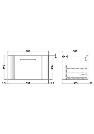 Deco 600mm Wall Hung Single Drawer Unit