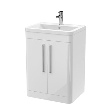 Parade Floor Standing 2 Door Vanity Basin Unit & Ceramic Basin, 600mm