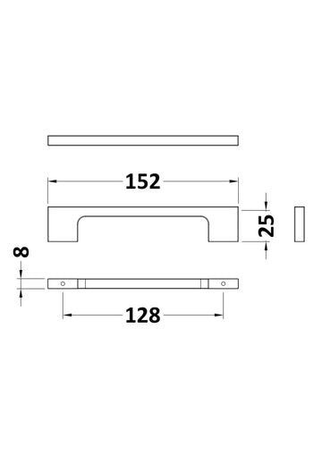 Handles Slim Line D Handle 150mm Centres